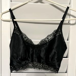NWOT Victoria’s Secret black satin bralette (small) + tap pants (medium)